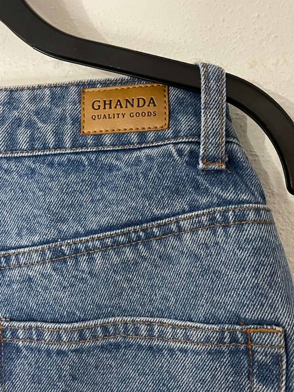 Ghanda Blue Denim Wide Leg Jeans with Multi-Colored Patchwork - Picture 5 of 5